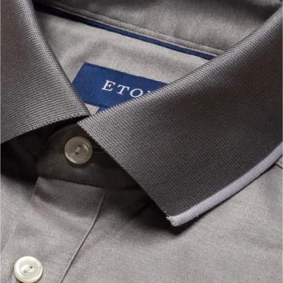 ETON Grey Filo Di Scotia Polo Shirt - Short Sleeve - Picture 5 of 16